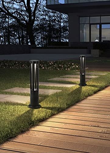 Partenopea® Lampione a led lampioncino lampada illuminazione da esterno palo da giardino pratp per sentieri moderno 15w 1600 lm (Nero 58,5 cm, Luce naturale 4000K)