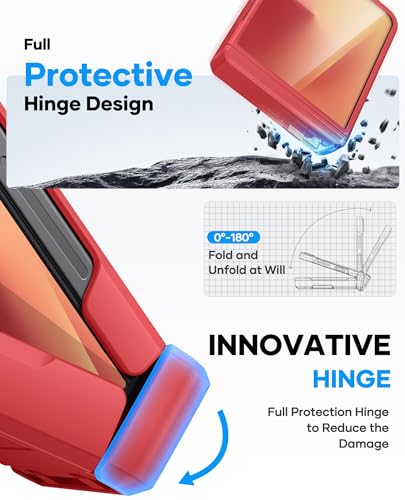 Image of ASAFCASE for Samsung Galaxy Z Flip 7 Case with Card Holder (3 Cards), Red | Rugged Hinge Protection, Outer Screen Protector, Shockproof Durable Phone Protective Cover Wallet Case for Galaxy Z Flip 7