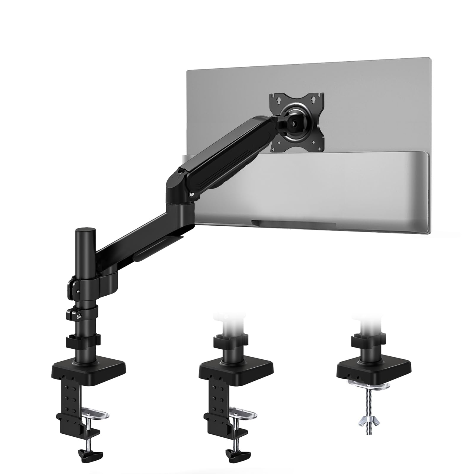 TVON Support Écran PC pour Écrans 17-32 Pouces jusqu'à 9 kg | Bras Écran PC élevé, tout réglable, gain place, montage simple, 2 socles, VESA 75/100mm