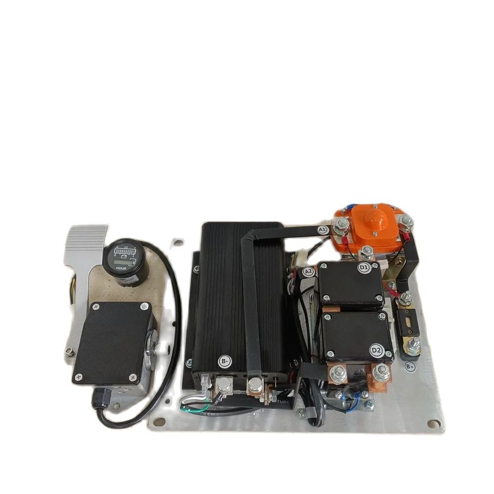 Electric Vehicle Golf Cart Forklift Truck 24V 500A Motor Speed Controller Assembly 1205M 24 Volt 500 Amp with 803 Battery Gauge GE304 Reversing Contactor 0-5K Throttle Pedal (24V with Pedal +Gauge)