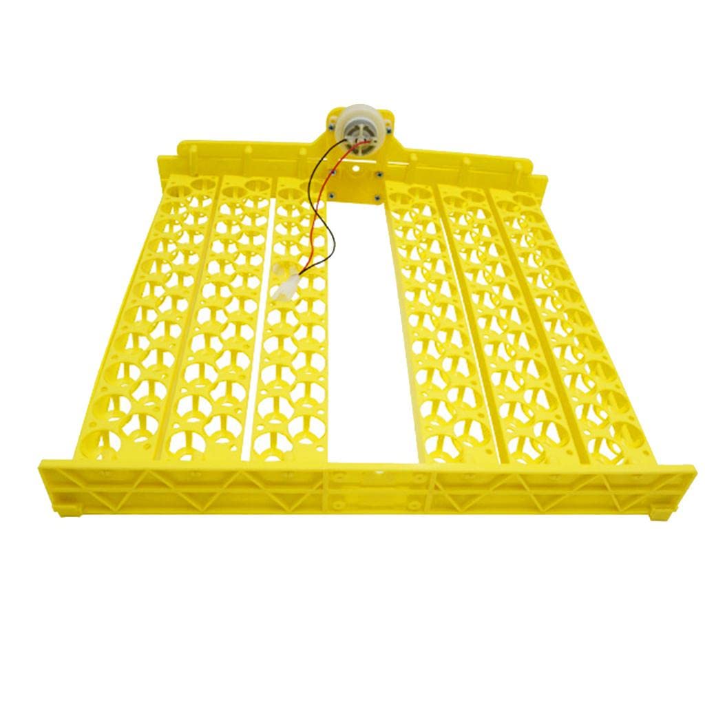 Plateau de retournement automatique pour œufs de poule et d'oie Accessoire DC 12 V – Sûr, pratique et efficace – 48/56 trous – Plateau d'incubateur d'œufs de volaille – Jaune – 132 œufs