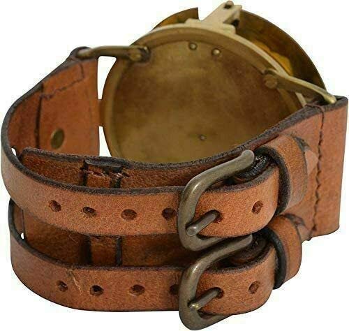 Reloj de Pulsera Brújula Solar Vintage Steampunk con Pulsera de Cuero miniatura 2