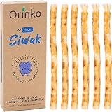 6x Miswak - Siwak Stück Zahnputzhölzer - 100% Natürliche Zahnbürste - Reinigend, Desinfizierend und Aufhellend - Umweltfreundlich, Biologisch Abbaubar und Vegan - Mit Gratis E-Book