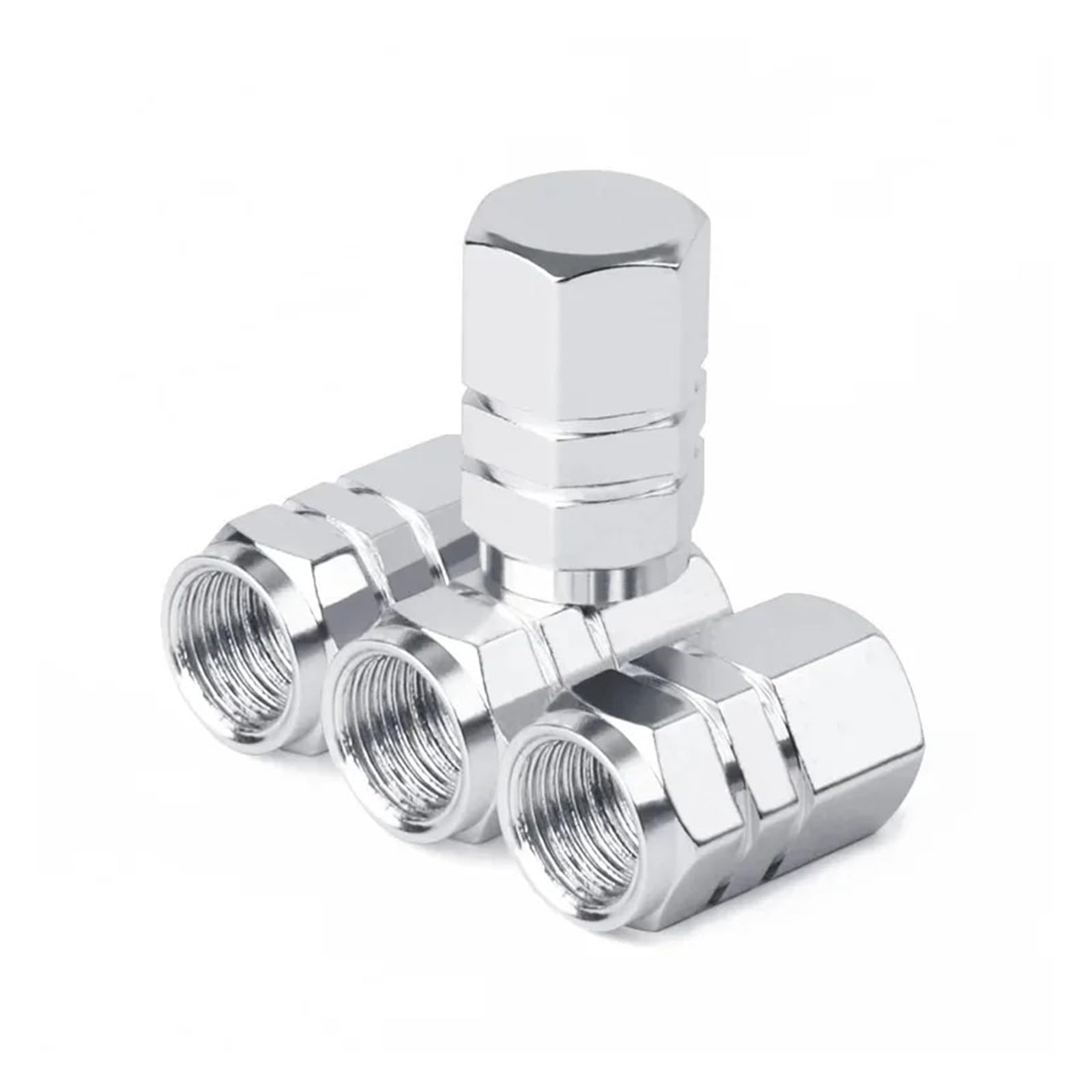 4/8 tappi per valvole pneumatici in alluminio antipolvere per auto moto per bicicletta (argento, 4 pezzi)