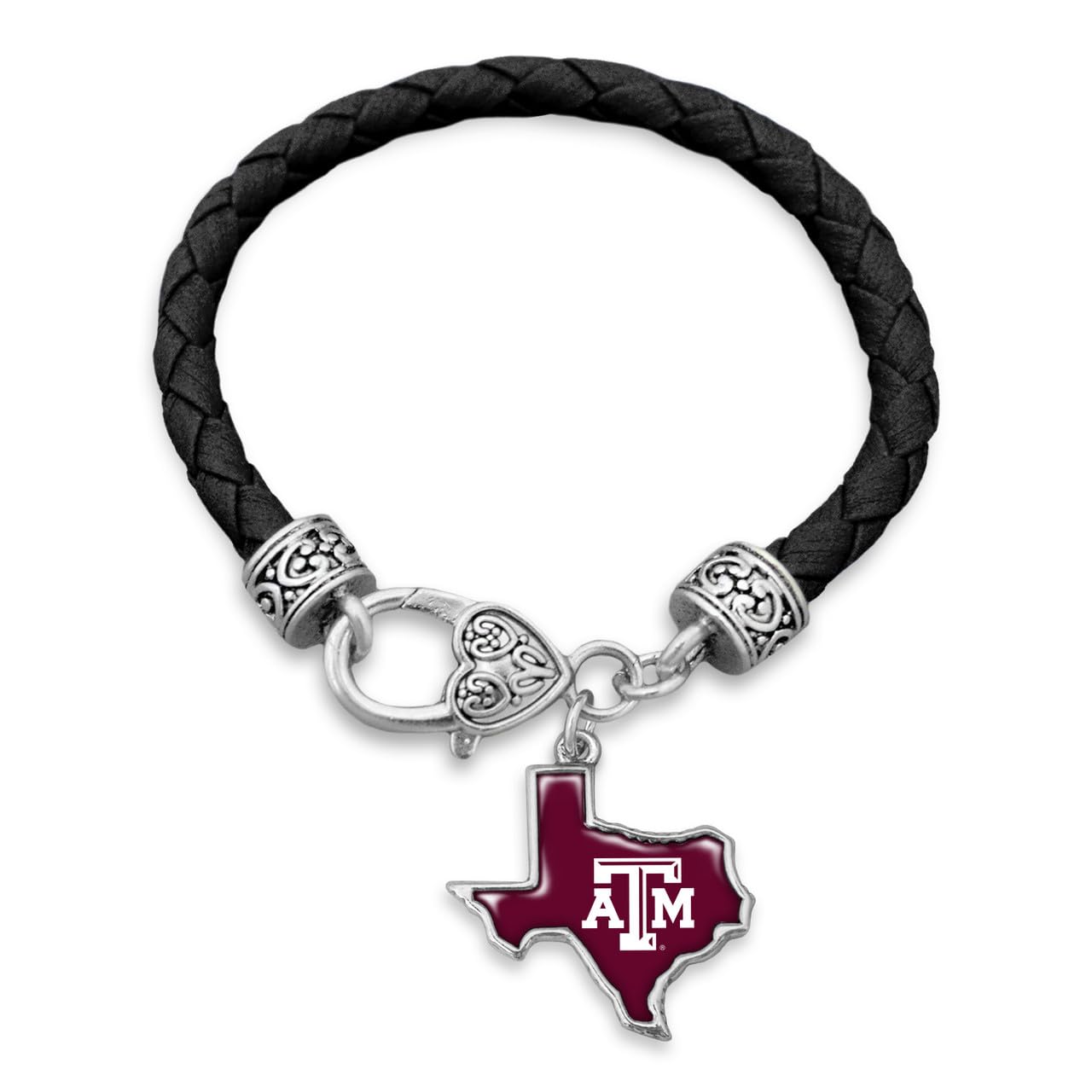 From the Heart Texas A&M Aggies State of Mine Black Leather Bracelet Jewelry Gift Licensed TAMU
