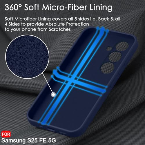 Image of TheGiftKart Liquid Silicone Back Cover Case for Samsung Galaxy S25 FE 5G | Soft Micro-Fibre Lining Inside | Camera & Screen Protection | Shockproof Back Cover for Samsung S25 FE (Silicone, Blue)