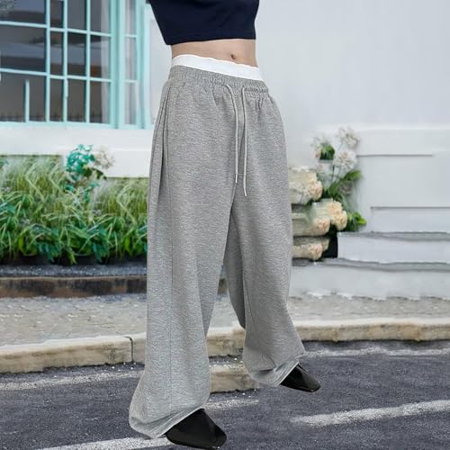 Baggy Sweatpants Men Plus Size Wide Leg Drawstring Waist Sweat Pants Big and Tall Barrel Lightweight Trousers Fall4