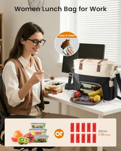 Image of LOVEVOOK Lunch Tote Bag for Women, Work Laptop Bag with Lunch Compartment