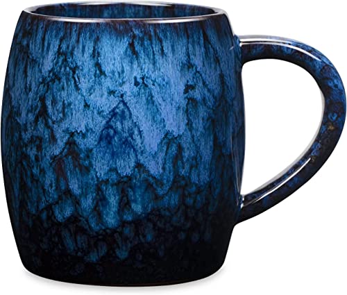 SECELES 600ml Taza de Café Cerámica Grande, Taza de Té Hecha a mano de Cerámica para Oficina y Hogar, Mango Grande, Bebidas frías y calientes, apto para Lavavajillas y Microondas (Azul marino)