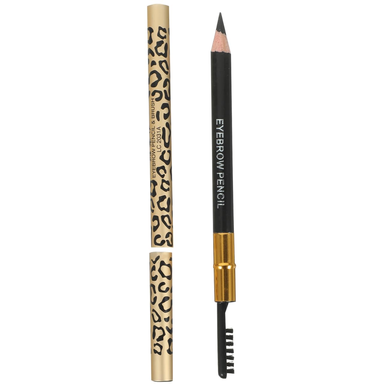 minkissy Leopard Double Head Eyebrow Pencil with Brush Waterproof Makeup Tool 5.71 Inch for Natural Precise Styling