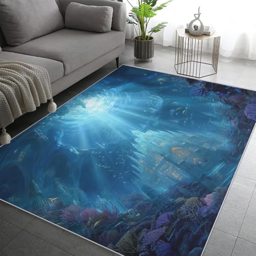 Tapis monde sous-marin lavable en machine et antidérapant - 4