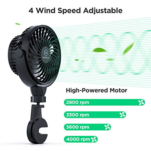 Lemoistar Car Fan, Usb Powered Car Circulator Fan With Multi-Directional Hook, 4 Speed, 360° Rotatable Personal Cooling Vehicle Fan For Car, Rear And Back Seat Passenger Pet #TOP6