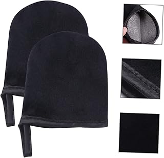 minkissy 2 Peças De Luvas De Spa Flocadas Bronzeadas Mini Loção Luva De Banho Aplicador De Loção Para O Corpo Luvas De Praia Laváveis Loção De Bronze Preto Para Rosto Aplicador De