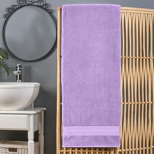 Image of Elegant Comfort Three Line Popcorn Extra Large Luxury Bath Towel - 40 inch x 80 inch inch, Premium Hotel Spa Quality 1 Piece Oversized Bath Sheet 100% Turkish Cotton Super Soft Highly Absorbent, Lavender