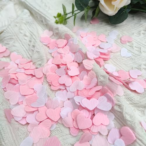 Image of Pink White 1 inch Heart Confetti for Engagement Wedding Party Table Decor Birthday Bridal Shower Valentines Decorations 1000Count