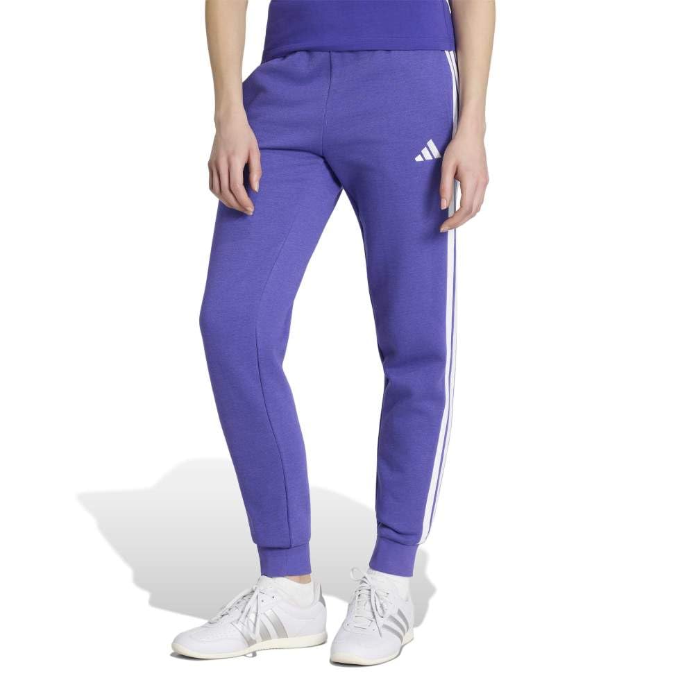 adidas Women's Essentials 3-Stripes Fleece Slim Pants, Pure Purple/White, M