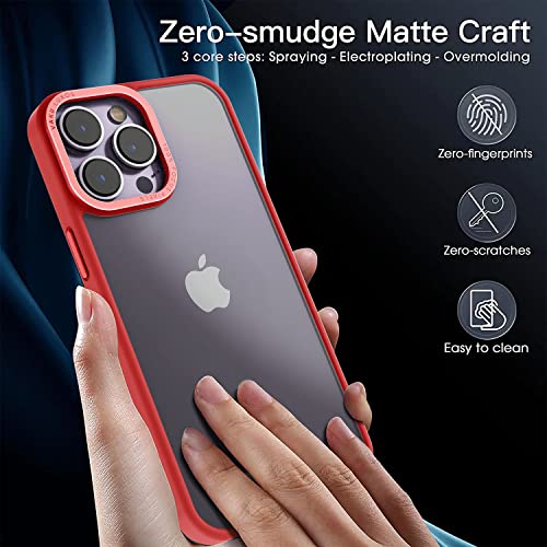 Image of eller sante Trans Armor for iPhone 14 Pro Case Cover, 6 Feet Drop, Metal Ring Camera Protection, Shockproof, Scratch Resistant, Slim, Compatible with iPhone 14 Pro Back Cover - Red