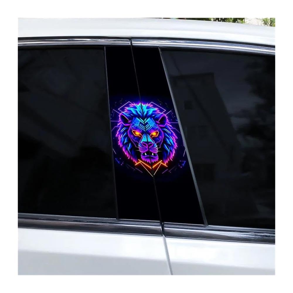 Decorative Items 1pair Colorful Lion Head Stickers Car B-Pillar Decorative Stickers DIY Car Center Column Stickers(D)