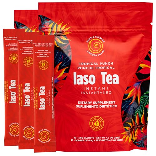 Iaso Instant Tea (Tropical Punch) - Fruity Cleansing Drink for Digestive Support, Refreshing Flavor - 25 Sachets, Pack of 2