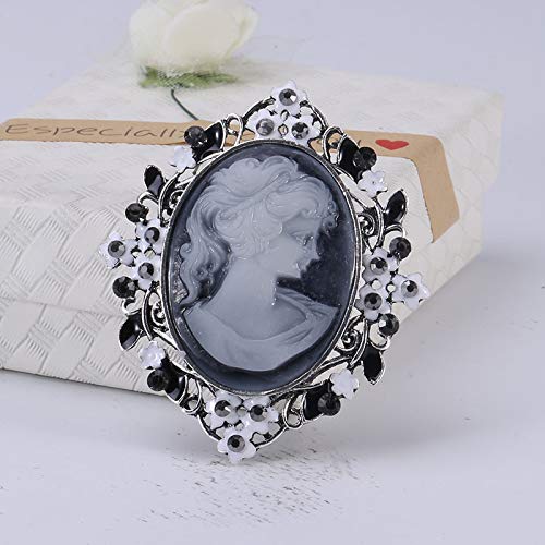 Image of lureme Vintage Elegant Victorian Lady Beauty Cameo with Crystal Brooch Pin (br000017)