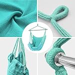 Gold Armour Chaise de hamac Pendulation Rope Swing Max 500lbs, 2 Coussins de siège inclus, Chaise suspendue avec Pocket-Quality Cotton Weave pour le confort supérieur & Durabilité (bleu)