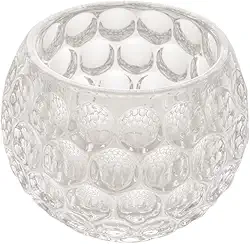 LYOR - Porta Velas de Cristal Bolhas 9,5cm x 7,5cm
