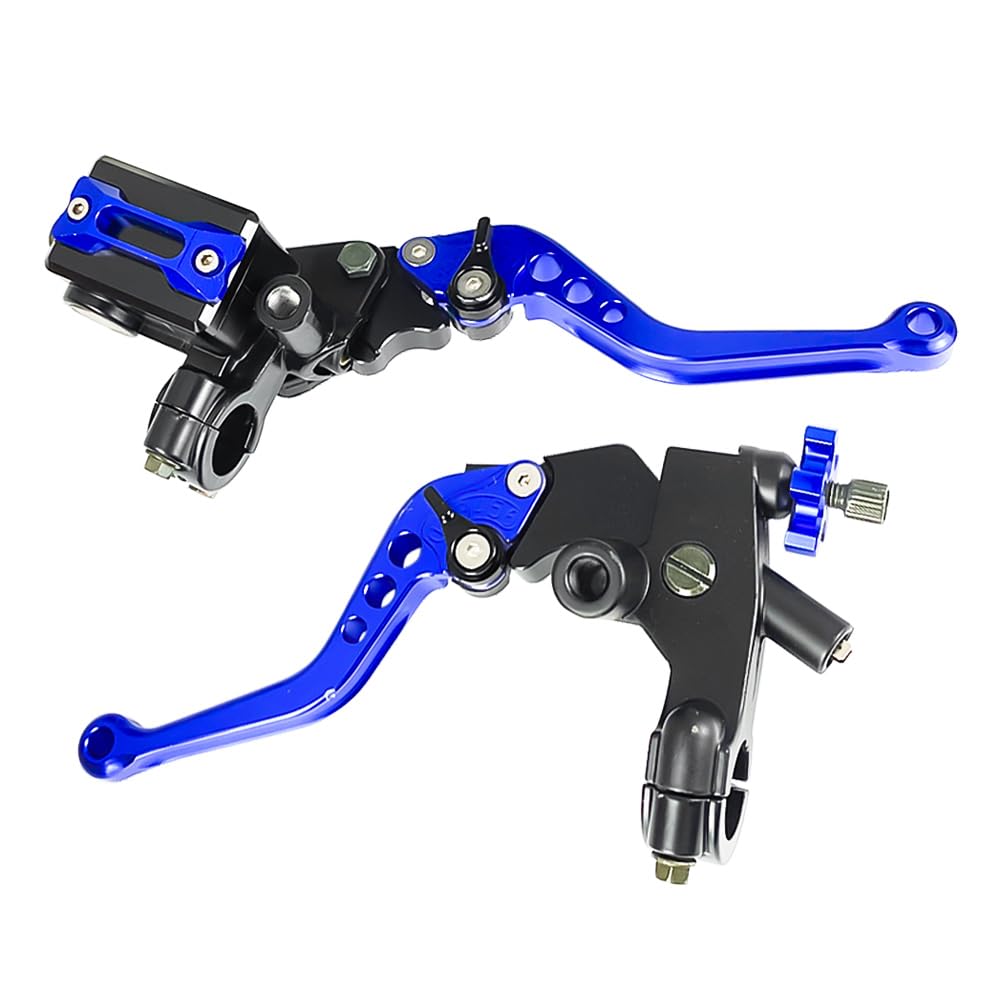 Levier d'embrayage Universel 7/8" 22mm Maître-Cylindre Pompe de Frein Réglable Compatible avec Yama-ha Polaris Suzuki Kawa-saki Honda Moto (bleu)