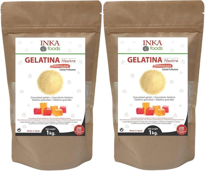 Gelatina Bovina Granulada Sabor Neutro Pack 2 x 1 kg