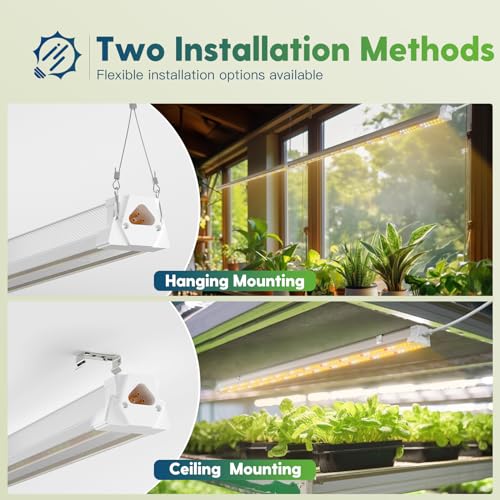 Image of FREELICHT 2 Pack 4FT LED Grow Light with Timer, 40W (250W Equivalent), Full Spectrum Grow Lights for Indoor Plants with 9 /12 /15H Timer, Linkable Plant Growing Lamp for Hydroponic Plants Seeding Veg