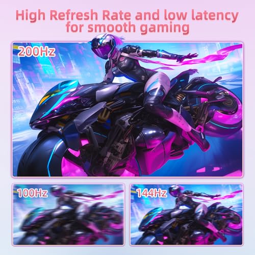 Image of FYHXele 24 inch 200Hz Gaming Monitor, FHD 1080P Fast IPS PC Gaming Monitor, 1ms, freesync, 99% sRGB, USB /DisplayPort /HDMI /Eye Care /VESA Mountable-Pink