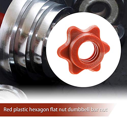 OTOTEC 4x 25mm Barbell Bar Hex Nuts 1 Inch Red Spin-Lock Collars Fitness Equipment Accessories For Lifting Barbells Dumbbell Bars - Image 2