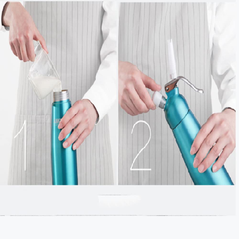 Wuluwala Professional Whipped Cream Dispenser,500ml Professional Whipped Cream Maker Cream Whipper With Sturdy Aluminum Body And Head (Blue)