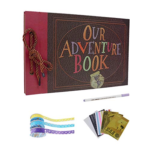 Our Adventure Book RECUTMS Photo Album Pixar Up Family Scrapbook Handmade DIY Vintage Album Kit Gift for Valentine's Day Birthday Wedding Guest Book