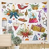 Posterdecke Weihnachtskarte, Weihnachtskugel, Stern, Kerze Wandteppich Wandkunst Wandbehang Ästhetik Für Schlafzimmer Zuhause S
