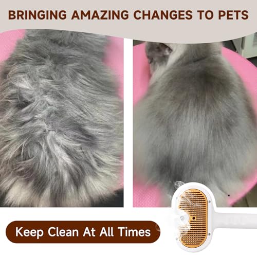 Image of Pet Steam Brush for Dog & Cat - 3-in-1 Spray Hair Removal Comb for Shedding & Grooming, Softens Fur & Reduces Static - Water Brush for Long & Short Coats, Bath-Hating Pets, Includes Waterless Shampoo