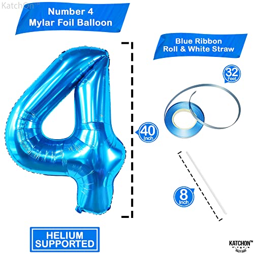 Image of KatchOn Big Blue Number 4 Balloons - 40 Inch | Blue 4th Birthday Balloons