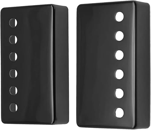 Cubierta Humbucker para guitarra Humbucker cromada 502.047 in, se adapta a la mayoría de Epiphone Les Paul, 2 piezas (negro)