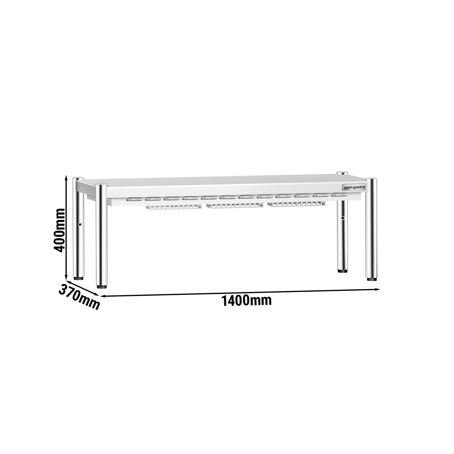GGM Gastro | AB1K144#KBK13-3 | Wärmebrücke mit Keramikstrahler - 1400x370mm - 1,05 kW - 1 beheizte Etage