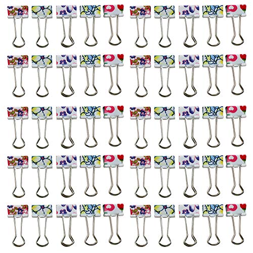 Z ZICOME Cute Small Colorful Binder Clips, 3/4-Inch, 50 Pack