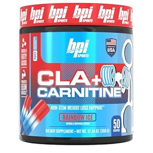 BPI Sports CLA + Carnitine – Conjugated Linoleic Acid – Performance, Lean Muscle – Caffeine Free – For Men & Women – Rainbow Ice – 50 servings – 12.34 Oz. (Packaging may vary)