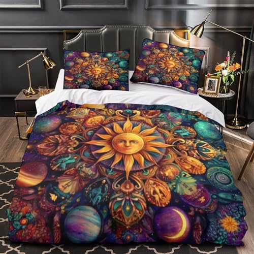 Housse de couette 3D planètes cosmiques en microfibre résistante de qualité king