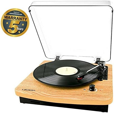Lauson CL708 Record Player for Vinyl with Speakers | USB Turntable with Bluetooth | Lp | Vinyl To MP3 Converter | Vinyl Player 3 Speed 33/45/78 RPM | RCA | Natural Wooden