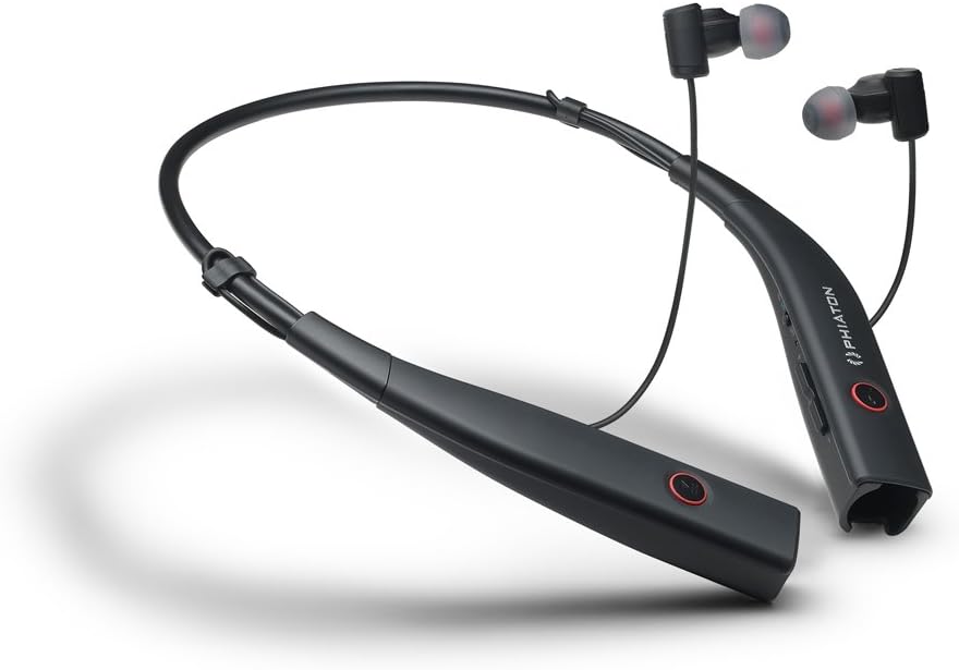 Phiaton BT 100 NC Black Wireless and Active Noise Cancelling Neck Band Style Earphones with Mic