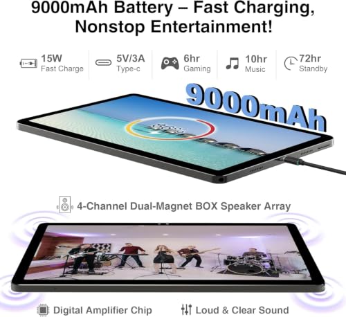 Image of 2026 11 inch Android Tablet with Gemini AI, 2-in-1 Tablet with Keyboard and Pen, 18GB RAM 128GB ROM 1TB Expand, 2K Display Octa-Core, 13MP Camera 9000mAh Battery, GPS Face ID, Quad Speakers