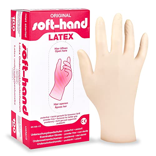 Gants Latex Soft main 00368740 non poudrés en taille S pour examen
