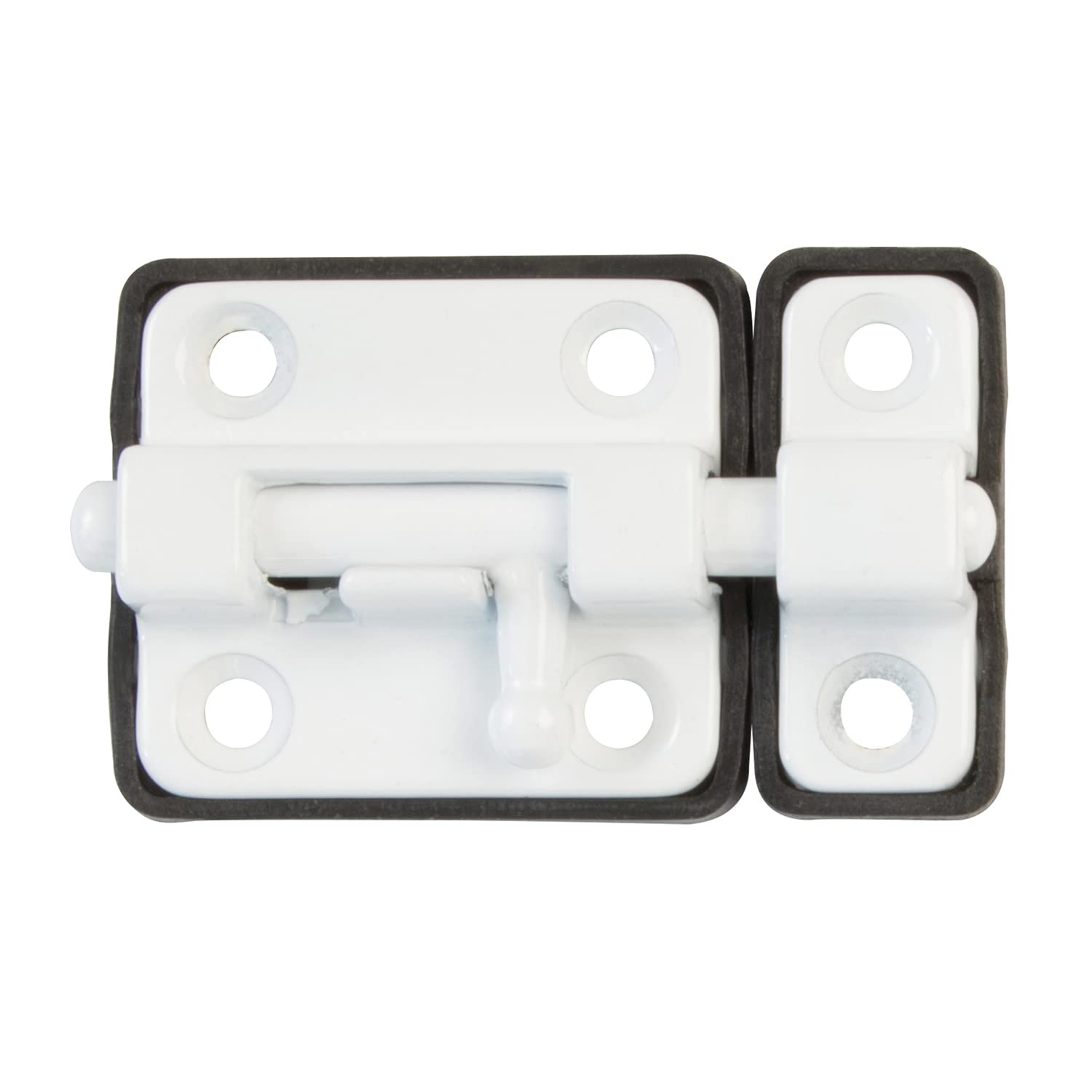 Amig White - Overlay Pin For Doors Mod.97-38 X 34 Mm - Security Latch With Plastic Base - For Horizontal Closure - Finish Steel - Includes Coach Screws