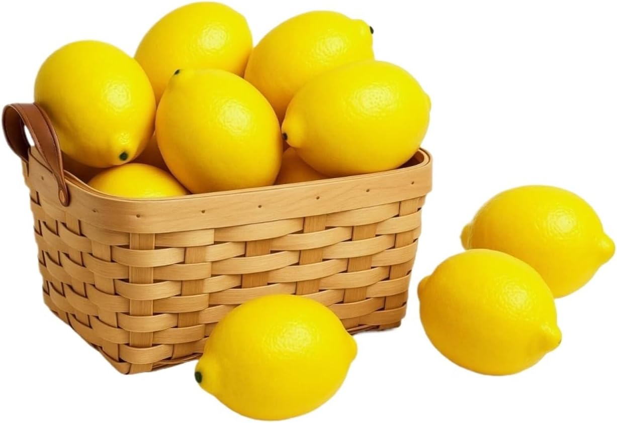 RUVOO Lifelike Faux Fruits Modle 12 Pieces Artificial Simulation Lemon Fruit Models for Home Decoration Photo Props