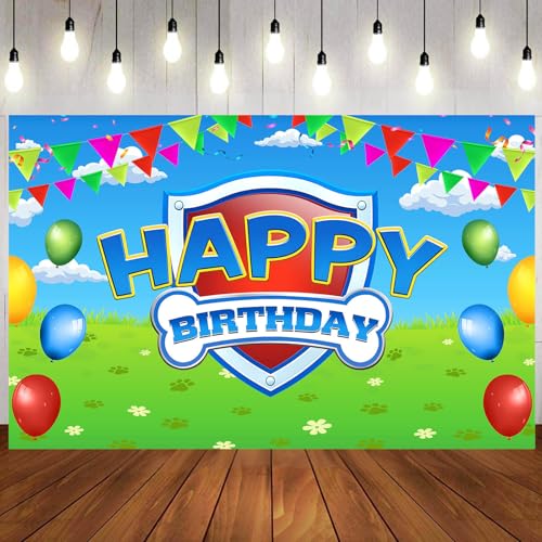 Paw Birthday Party Decorations and Supplies 70in X43in Blue Dog Photo Backdrop for Boy Girl Baby Shower Kids Bedroom Wall Decor