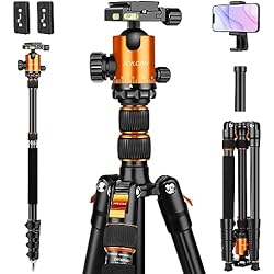 Tripode Joilcan JOILCAN Trípode Cámara, 203cm Trípode de Aluminio con Monopie, Trípode de Viaje Ligero con Cabeza de 360°Bola y Bolsa de Transporte,Trípode Reflex Portátil para DSLR Cámara Nikon Canon, Cargue 10 Kg
