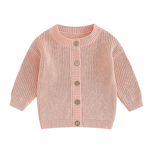 Image of FOMOYUU Toddlers and Newborn Baby Girls Boy Cardigan Sweater Long Sleeve Button Up Knit Sweatshirt Jacket Fall Outfits